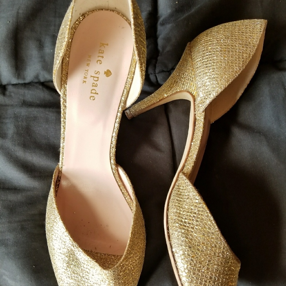 Kate spade gold kitten heels
